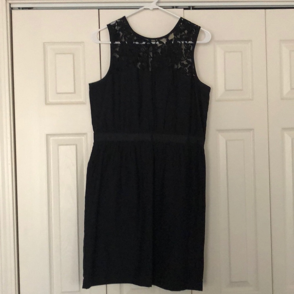 Cotton/silk dress with lace detail